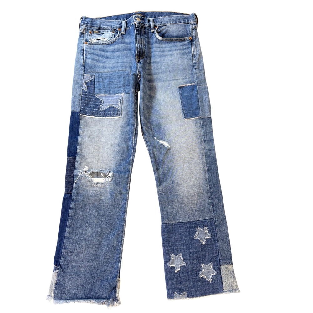 Polo Ralph Lauren the waverly jeans womens 30x25 straight cropped patchwork star